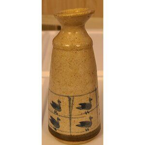 Annapolis Glazed Pottery Saki pitcher  5” Hand Painted Signed S Davy